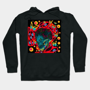 butterfly skull head ecopop art in mandala floral deadly wallpaper Hoodie